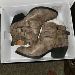 Ankle buckle strap boots